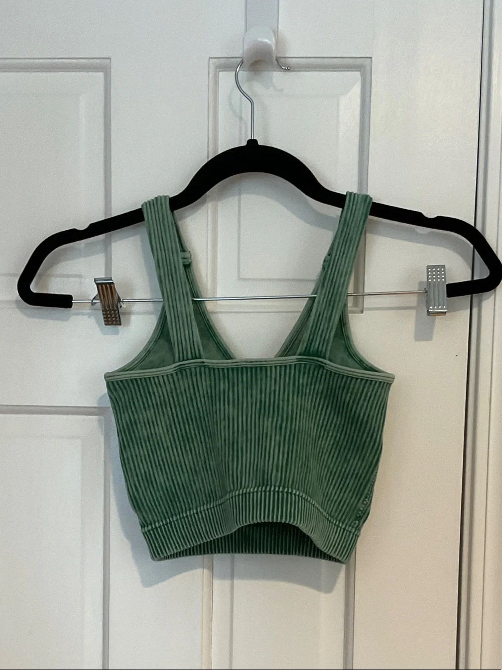 Zenana Ribbed V-Neck Sage Green Crop Tank